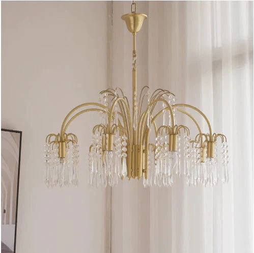 Copper Crystal Living Room Bedroom Study Chandelier Restaurant French Cafe Villa Model Lamp Clear