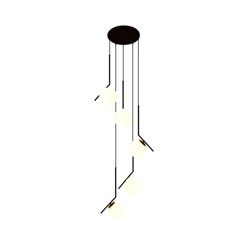 Auraolie - Modern Black Globe Multi Light Chandelier Simple Glass Pendant Lighting Fixture For