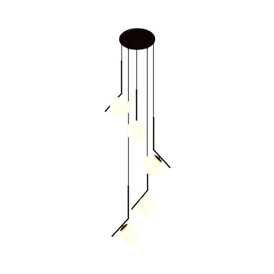 Auraolie - Modern Black Globe Multi Light Chandelier Simple Glass Pendant Lighting Fixture For