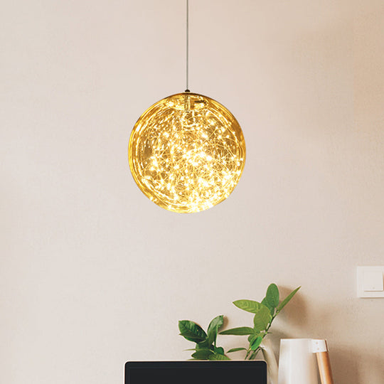 Fanny - Minimal Ball Pendant Light Led Glass Down Lighting With Inside Glowing String