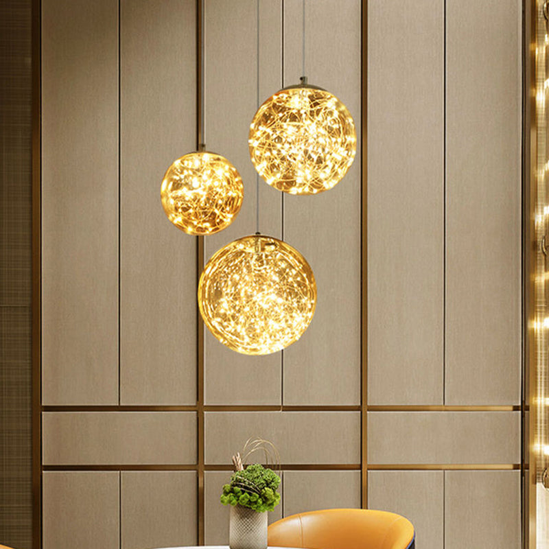 Fanny - Minimal Ball Pendant Light Led Glass Down Lighting With Inside Glowing String