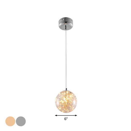 Fanny - Minimal Ball Pendant Light Led Glass Down Lighting With Inside Glowing String