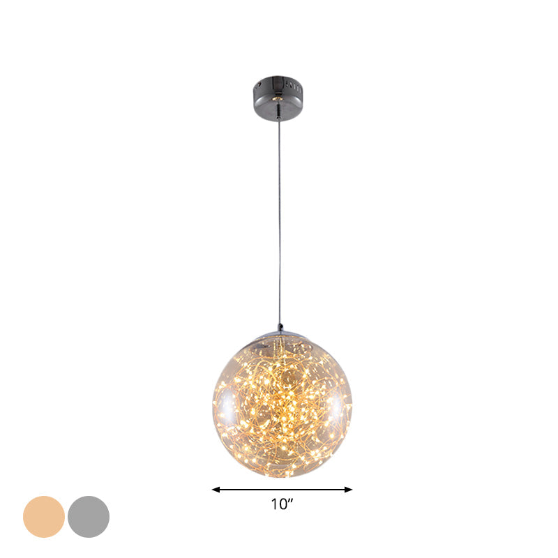 Fanny - Minimal Ball Pendant Light Led Glass Down Lighting With Inside Glowing String