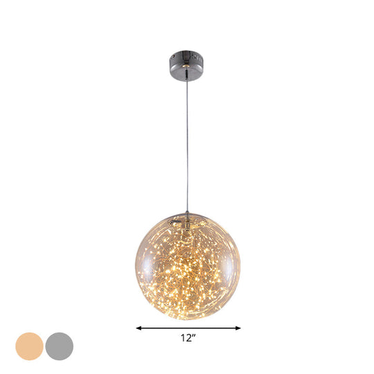 Fanny - Minimal Ball Pendant Light Led Glass Down Lighting With Inside Glowing String