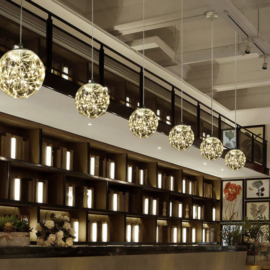 Fanny - Minimal Ball Pendant Light Led Glass Down Lighting With Inside Glowing String