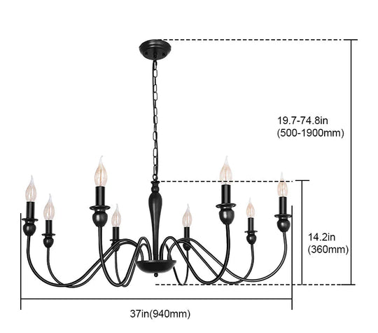 Retro 6 - Head 8 - Head Chandelier Simple Iron Lamp Black / 8 Heads Without Light Source Pendant