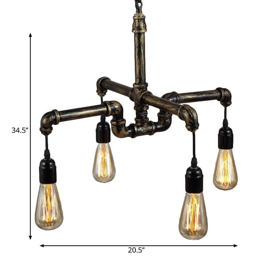 Vintage Industrial Metal And Glass 4/6 Light Living Room Hanging Pendant Lighting