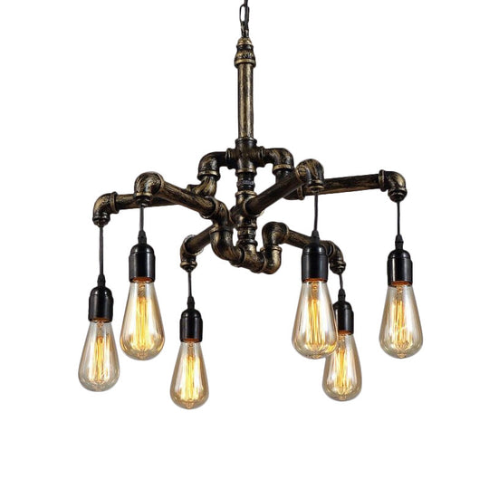Vintage Industrial Metal And Glass 4/6 Light Living Room Hanging Pendant Lighting