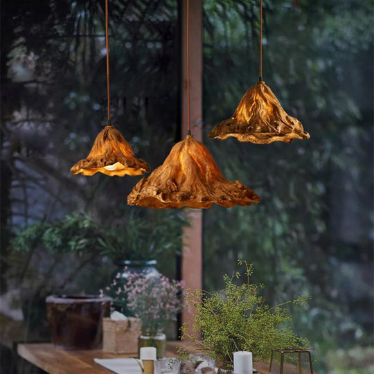 Retro Creativity Withered Lotus Leaf Branch Lamp Village House Decorative Chandelier Engineering