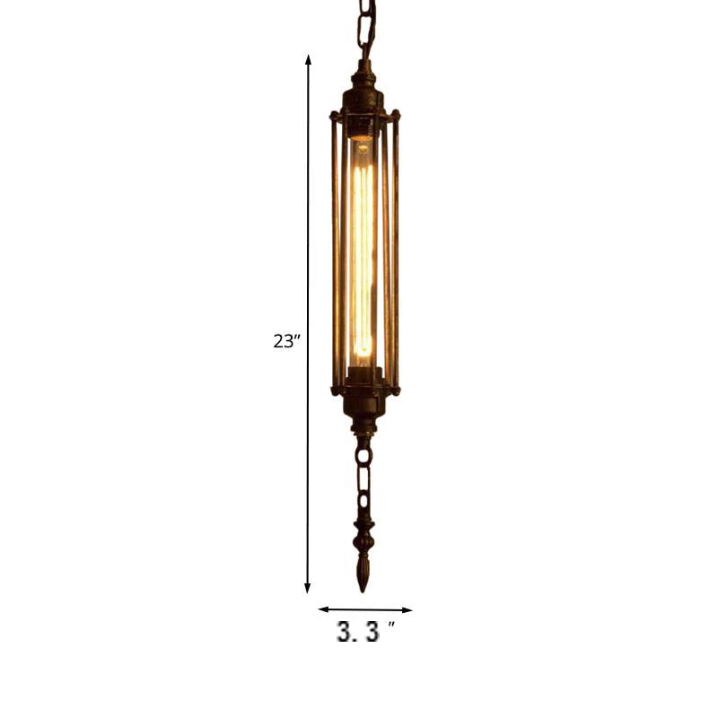 Scheddi - Rustic 1 Head Pendant Lighting With Wire Guard Wrought Iron Farmhouse Style Restaurant