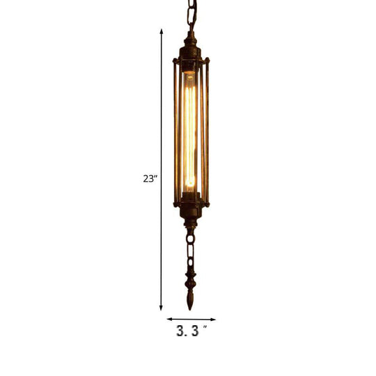 Scheddi - Rustic 1 Head Pendant Lighting With Wire Guard Wrought Iron Farmhouse Style Restaurant