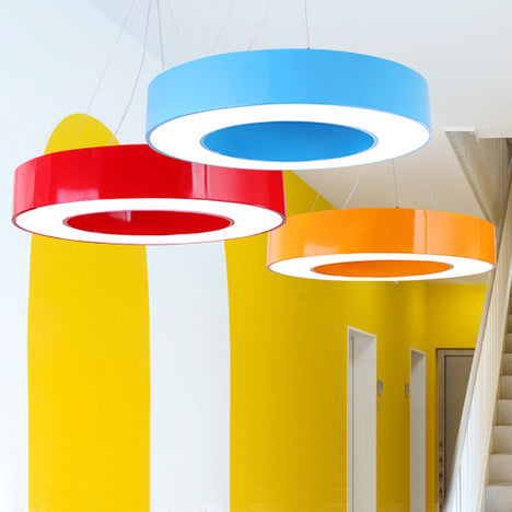 Alsafi - Modern Adjustable Metal Drum Pendant Light For Play Room Integrated