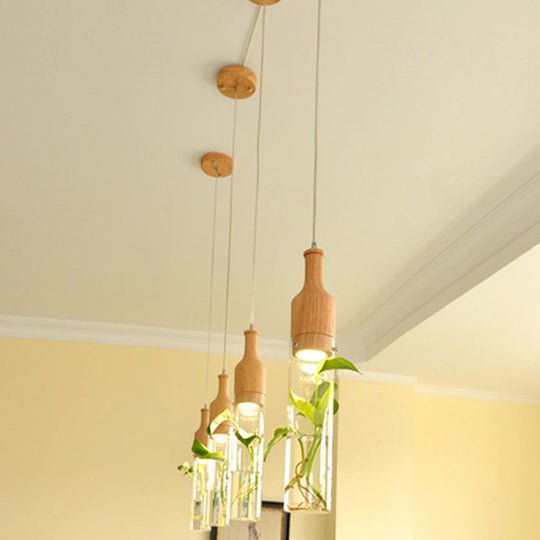 Viola - Glass Bottle Shaped Planter Light Clear Bedroom Pendant