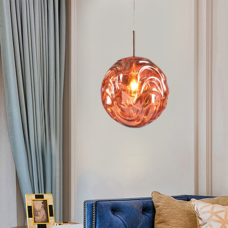 Magalie - Contemporary 1 Light Pendant Black/Silver/Blue Glass Shade Â€“