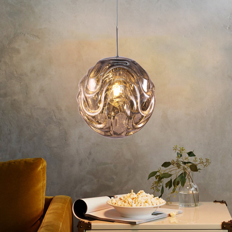 Magalie - Contemporary 1 Light Pendant Black/Silver/Blue Glass Shade Â€“ Black