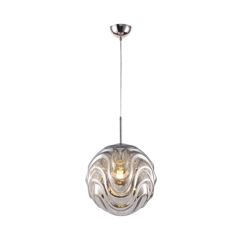 Magalie - Contemporary 1 Light Pendant Black/Silver/Blue Glass Shade Â€“