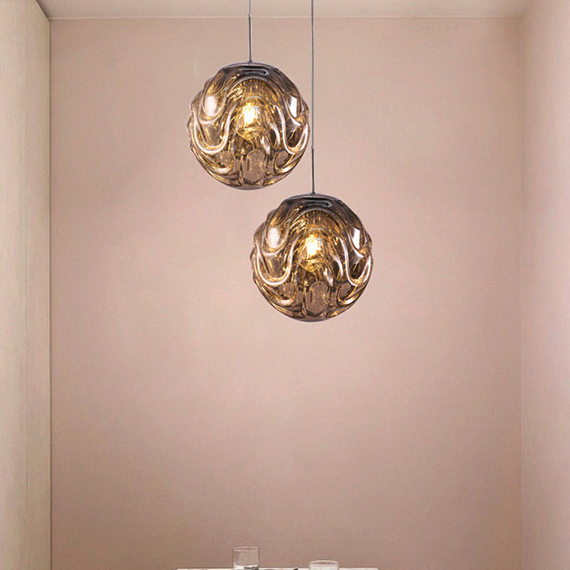 Magalie - Contemporary 1 Light Pendant Black/Silver/Blue Glass Shade Â€“