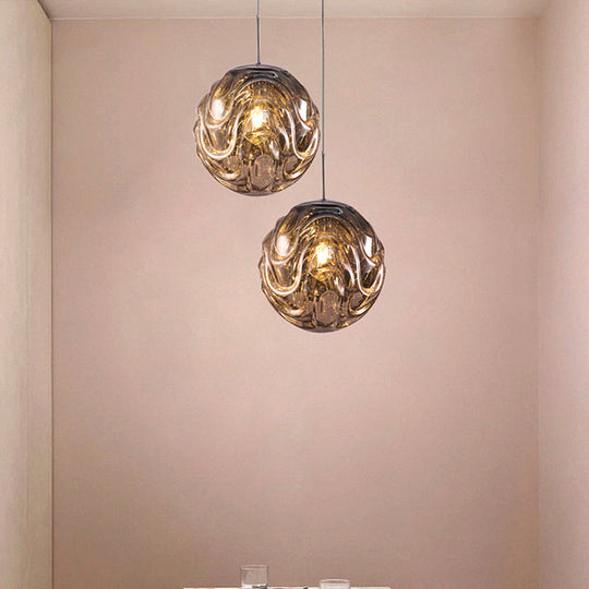 Magalie - Contemporary 1 Light Pendant Black/Silver/Blue Glass Shade Â€“