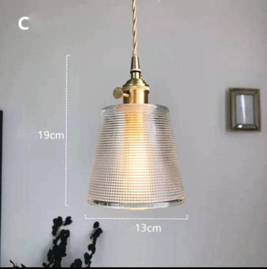 Brass Glass Bell Bedside Chandelier Nordic Simple Restaurant Bar Porch Balcony Lamp C Pendant