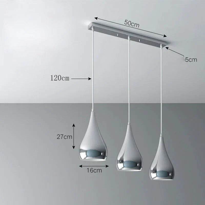 Creative Chandelier Modern Light Luxury Restaurant Simple Single Head Three Silver Bar Milk Tea