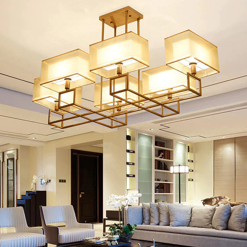 Chandelier Living Room Lamp Study Bedroom Led Lighting Restaurant Rectangular Lamps Pendant