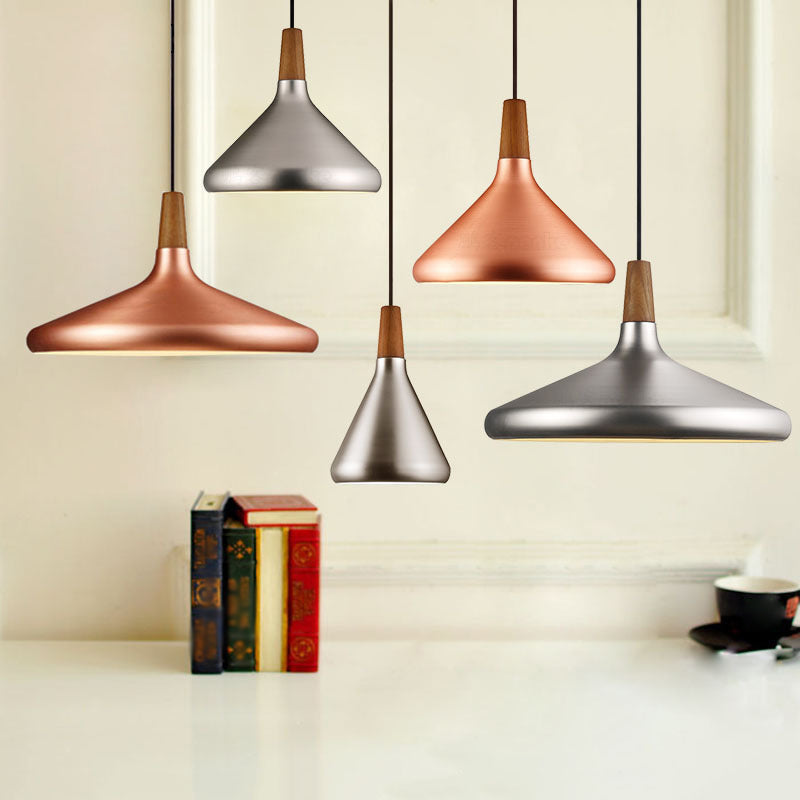 Algenib - Sleek Cone Shade Ceiling Light Simplicity Metallic 1Â Head Dining Room Pendant Fixture