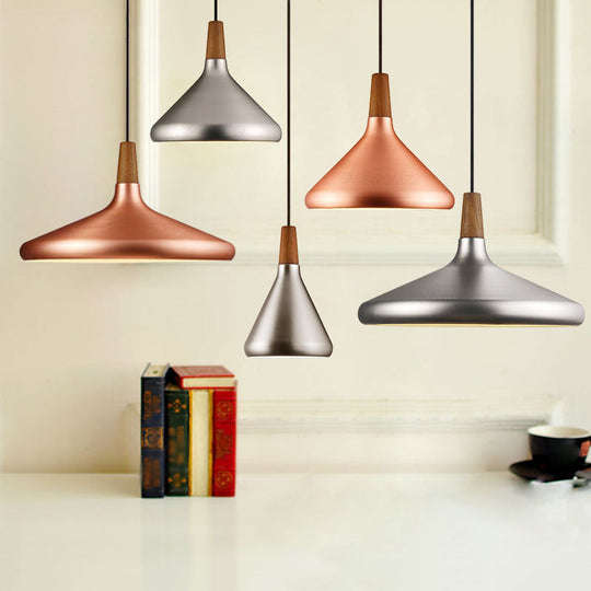 Algenib - Sleek Cone Shade Ceiling Light Simplicity Metallic 1Â Head Dining Room Pendant Fixture