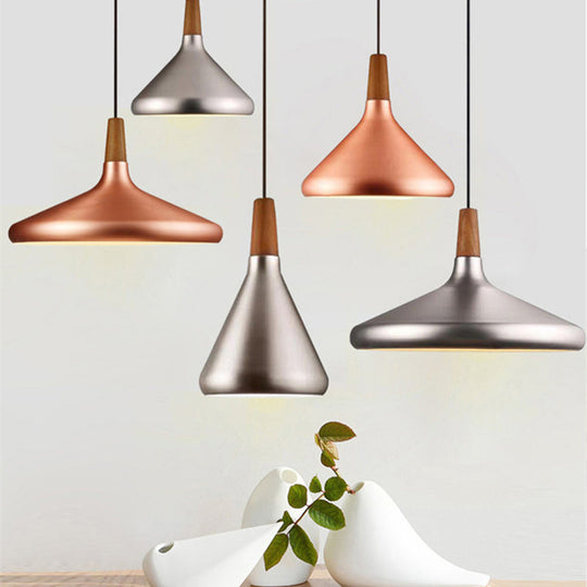 Algenib - Sleek Cone Shade Ceiling Light Simplicity Metallic 1Â Head Dining Room Pendant Fixture
