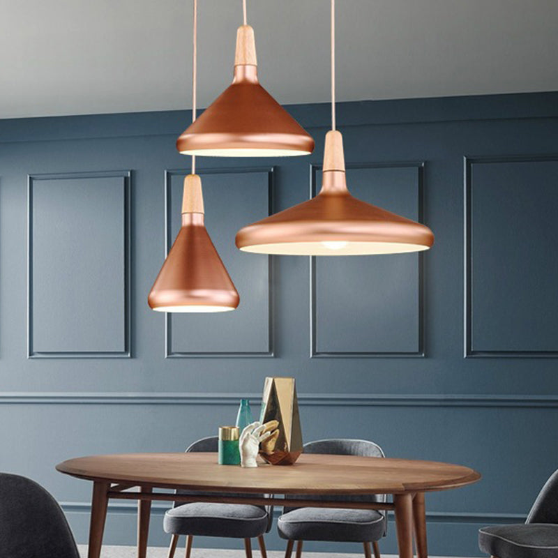 Algenib - Sleek Cone Shade Ceiling Light Simplicity Metallic 1Â Head Dining Room Pendant Fixture