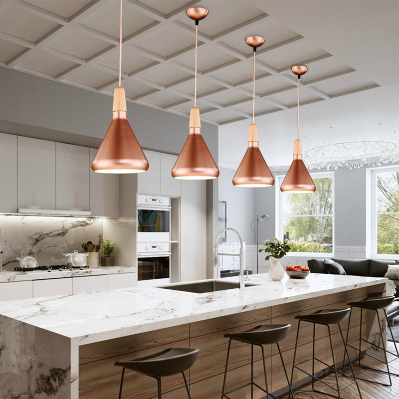Algenib - Sleek Cone Shade Ceiling Light Simplicity Metallic 1Â Head Dining Room Pendant Fixture