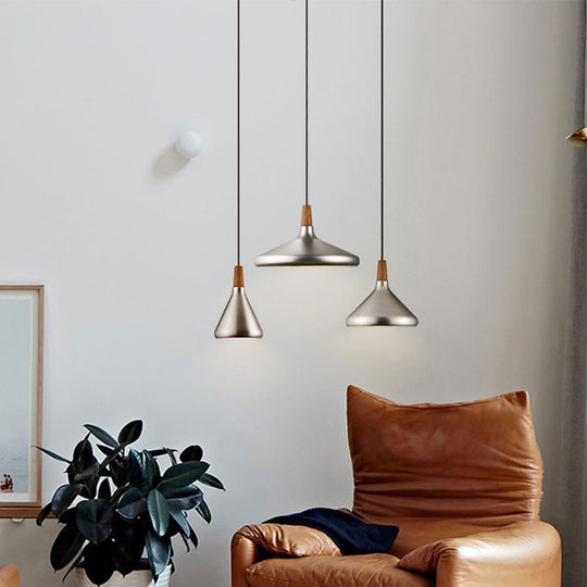 Algenib - Sleek Cone Shade Ceiling Light Simplicity Metallic 1Â Head Dining Room Pendant Fixture