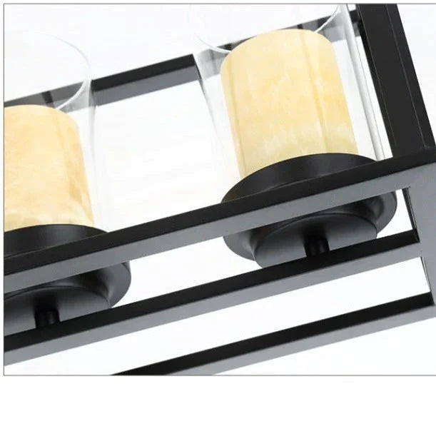 Rectangular Chandelier Dining Table Lamp Creative Simplicity Bar Living Room Marble Glass Pendant