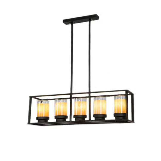 Rectangular Chandelier Dining Table Lamp Creative Simplicity Bar Living Room Marble Glass Pendant