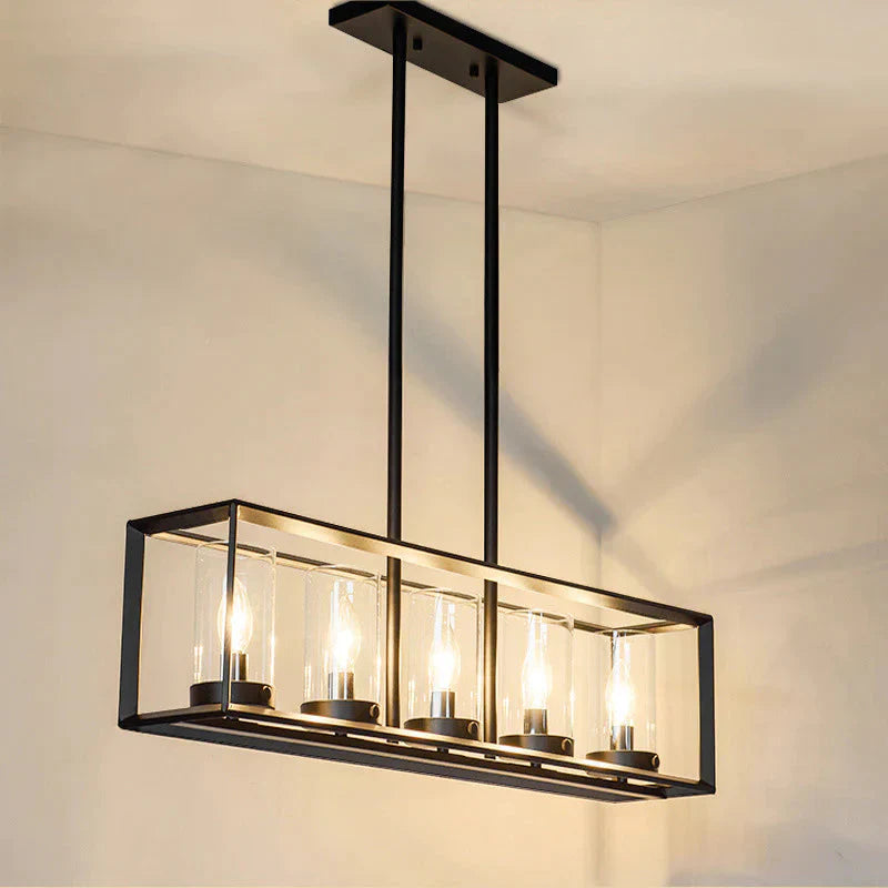 Rectangular Chandelier Dining Table Lamp Creative Simplicity Bar Living Room Marble Glass Pendant
