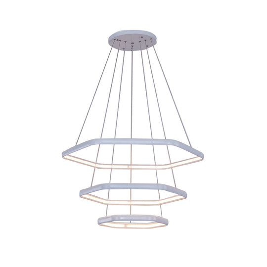 Simplistic Acrylic Tiered Hexagonal Led 1/2/3 - Light Pendant Chandelier Hanging Lamp In