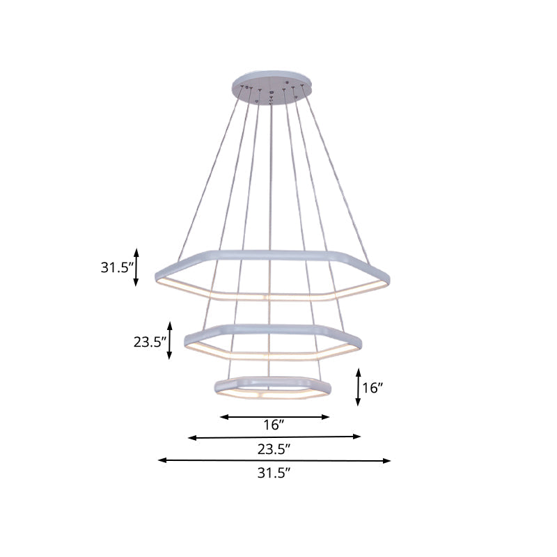 Simplistic Acrylic Tiered Hexagonal Led 1/2/3 - Light Pendant Chandelier Hanging Lamp In