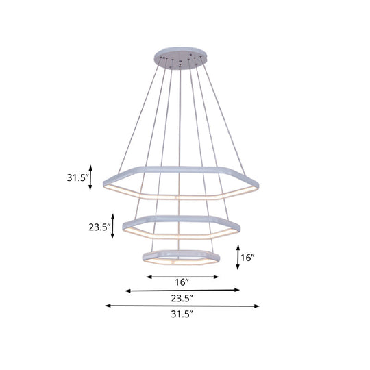 Simplistic Acrylic Tiered Hexagonal Led 1/2/3 - Light Pendant Chandelier Hanging Lamp In