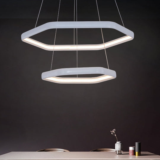 Simplistic Acrylic Tiered Hexagonal Led 1/2/3 - Light Pendant Chandelier Hanging Lamp In