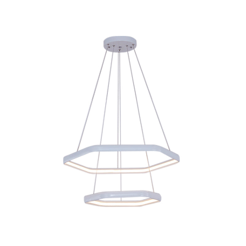 Simplistic Acrylic Tiered Hexagonal Led 1/2/3 - Light Pendant Chandelier Hanging Lamp In