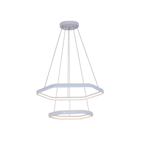 Simplistic Acrylic Tiered Hexagonal Led 1/2/3 - Light Pendant Chandelier Hanging Lamp In
