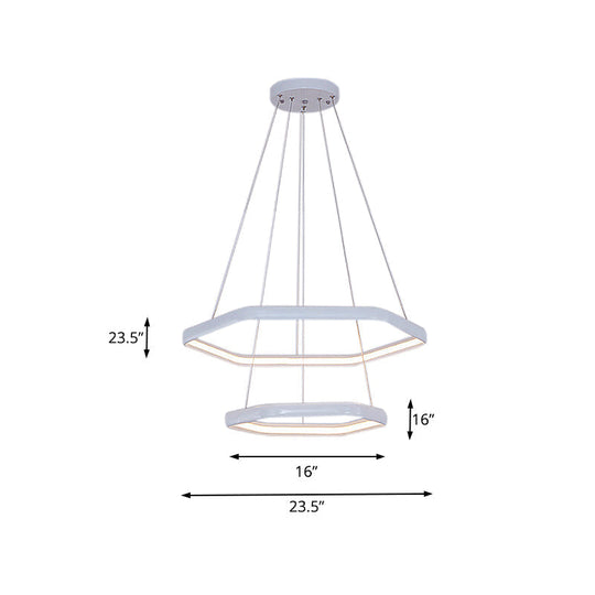 Simplistic Acrylic Tiered Hexagonal Led 1/2/3 - Light Pendant Chandelier Hanging Lamp In