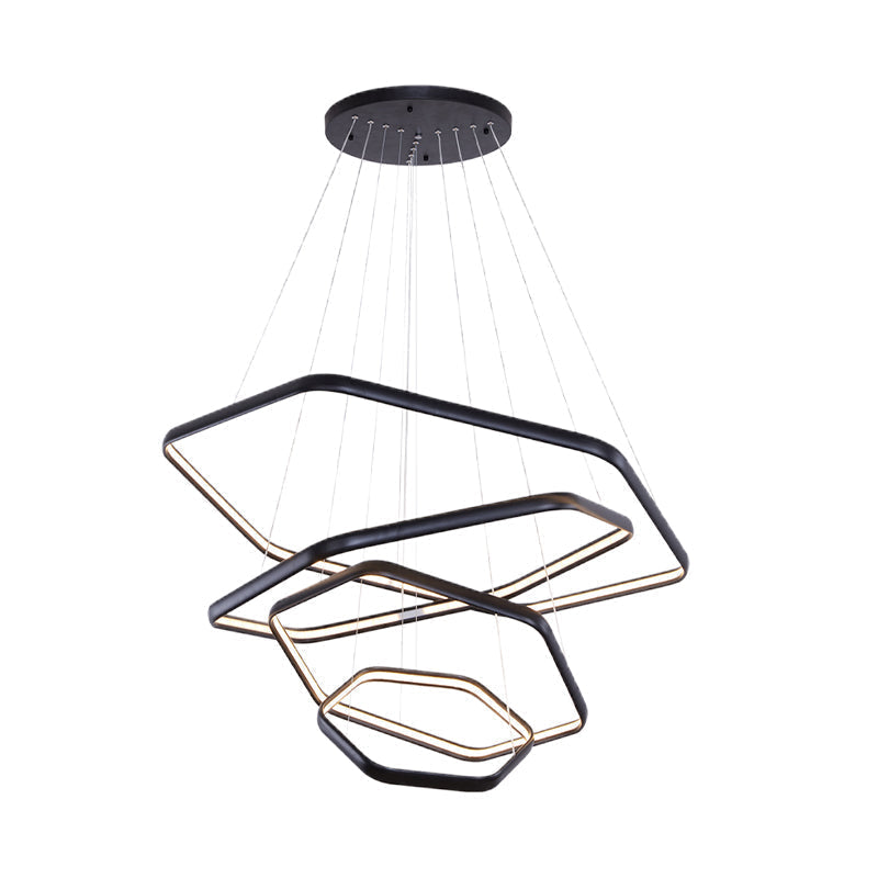 Simplistic Acrylic Tiered Hexagonal Led 1/2/3 - Light Pendant Chandelier Hanging Lamp In
