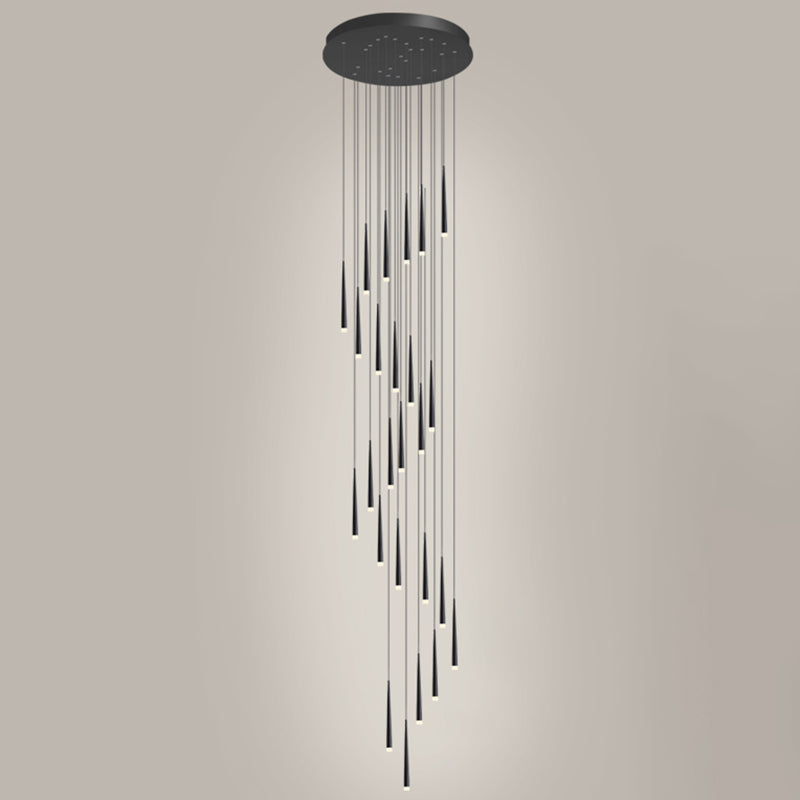 Minimalist Metallic Multi Ceiling Light Staircase Suspension Lighting With Acrylic Shade Pendant