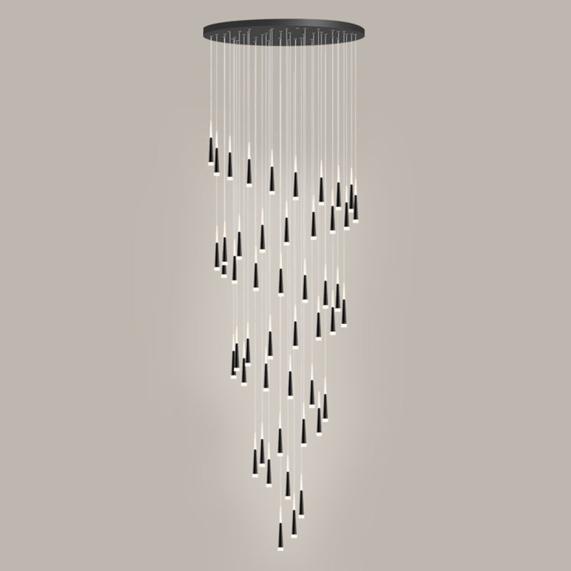 Minimalist Metallic Multi Ceiling Light Staircase Suspension Lighting With Acrylic Shade 48 / White