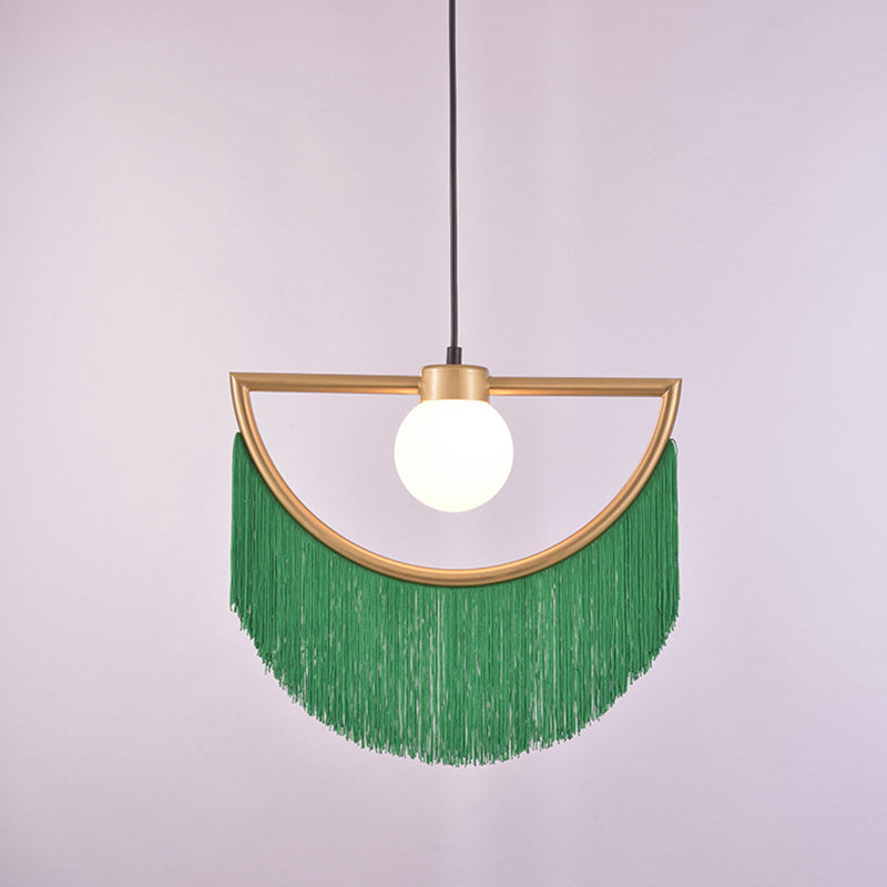 Sofia - Minimalism Globe Suspension Light With Opal Glass Shade And Decorative