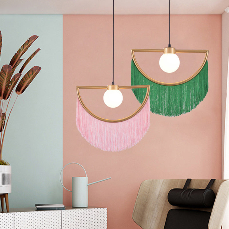 Sofia - Minimalism Globe Suspension Light With Opal Glass Shade And Decorative
