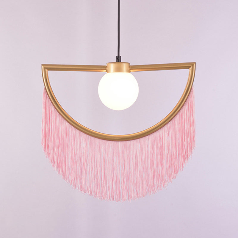 Sofia - Minimalism Globe Suspension Light With Opal Glass Shade And Decorative