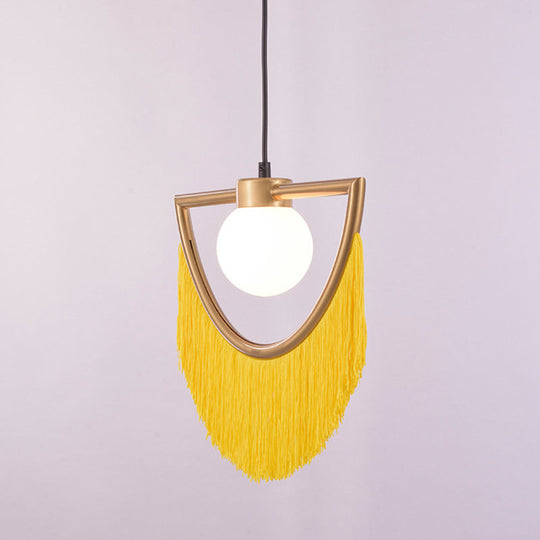 Sofia - Minimalism Globe Suspension Light With Opal Glass Shade And Decorative