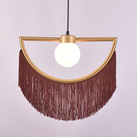 Sofia - Minimalism Globe Suspension Light With Opal Glass Shade And Decorative