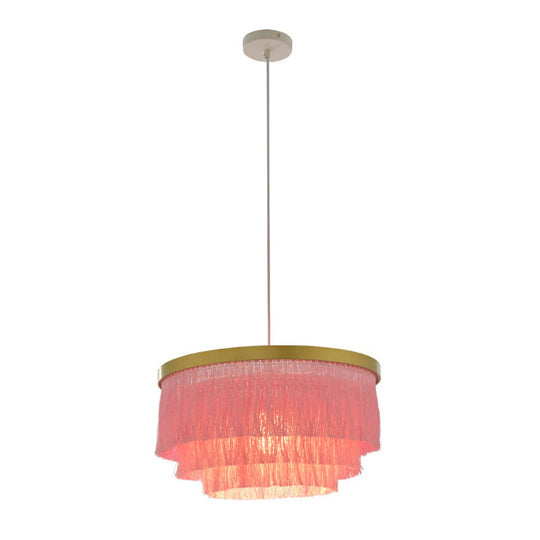 Vittoria - Gold Fringe Ceiling Light Layered 1 - Light Minimalism Hanging Lamp For Living Room
